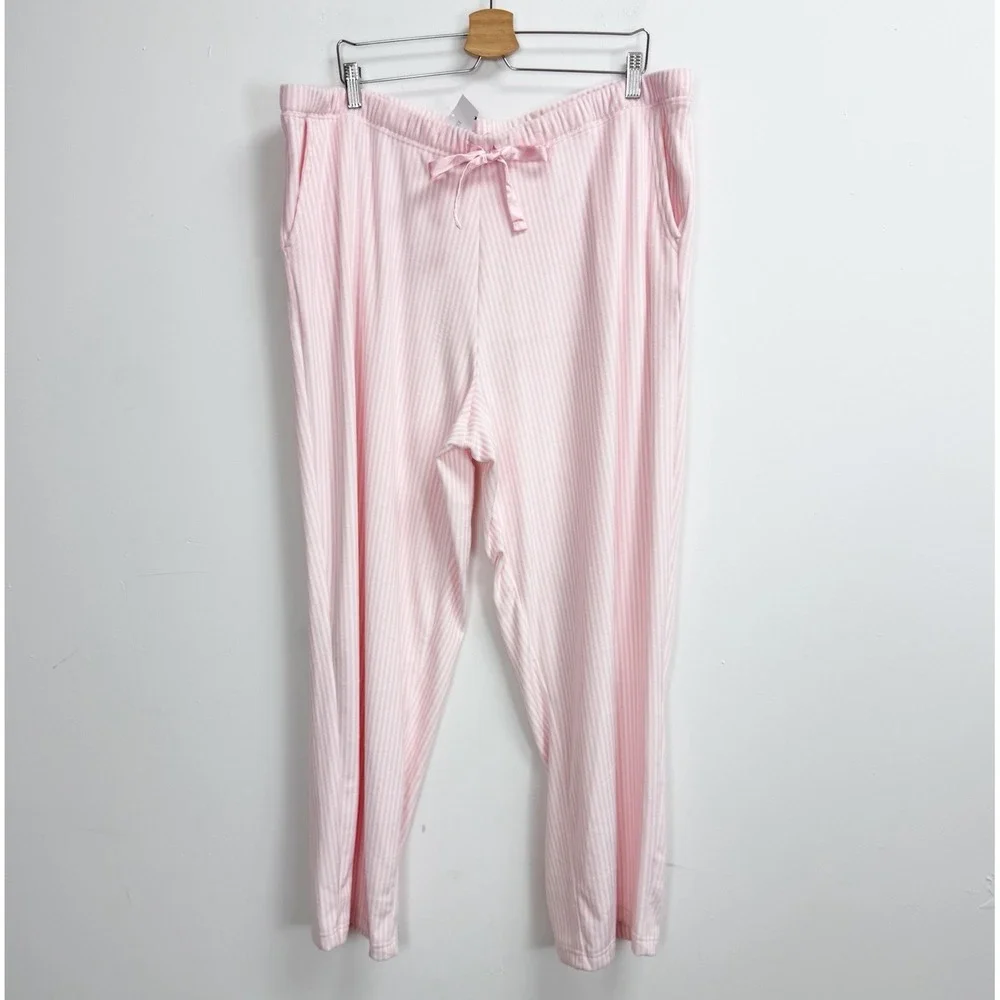 Charter Club Intimates Pants Womens XXL Pink Fleece Drawstring Pajamas PJS NWT